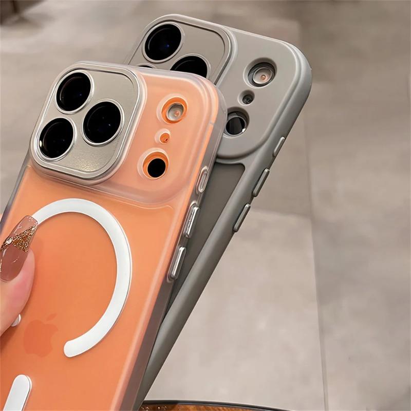 Luxusní matně průhledný kryt na telefon pro Magsafe pro iPhone 17/16/15/14/13/12 Pro Max Ochrana objektivu Air Kryt pro bezdrátové nabíjení