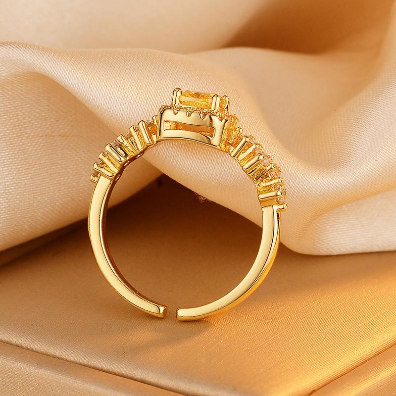 Slightly Inlaid Zircon Full of Diamonds Elegant Luxury Opening Light Luxury Temperament Versatile High Sense Elegant Sweet Sugar Cube Ring