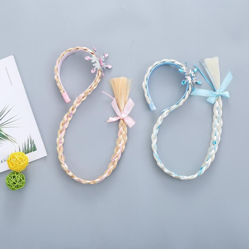 Long Braids Headband for Little Girl Crown Headhoop Queen Headpiece Kids Weaving Braids Hairhoop Party Accessories