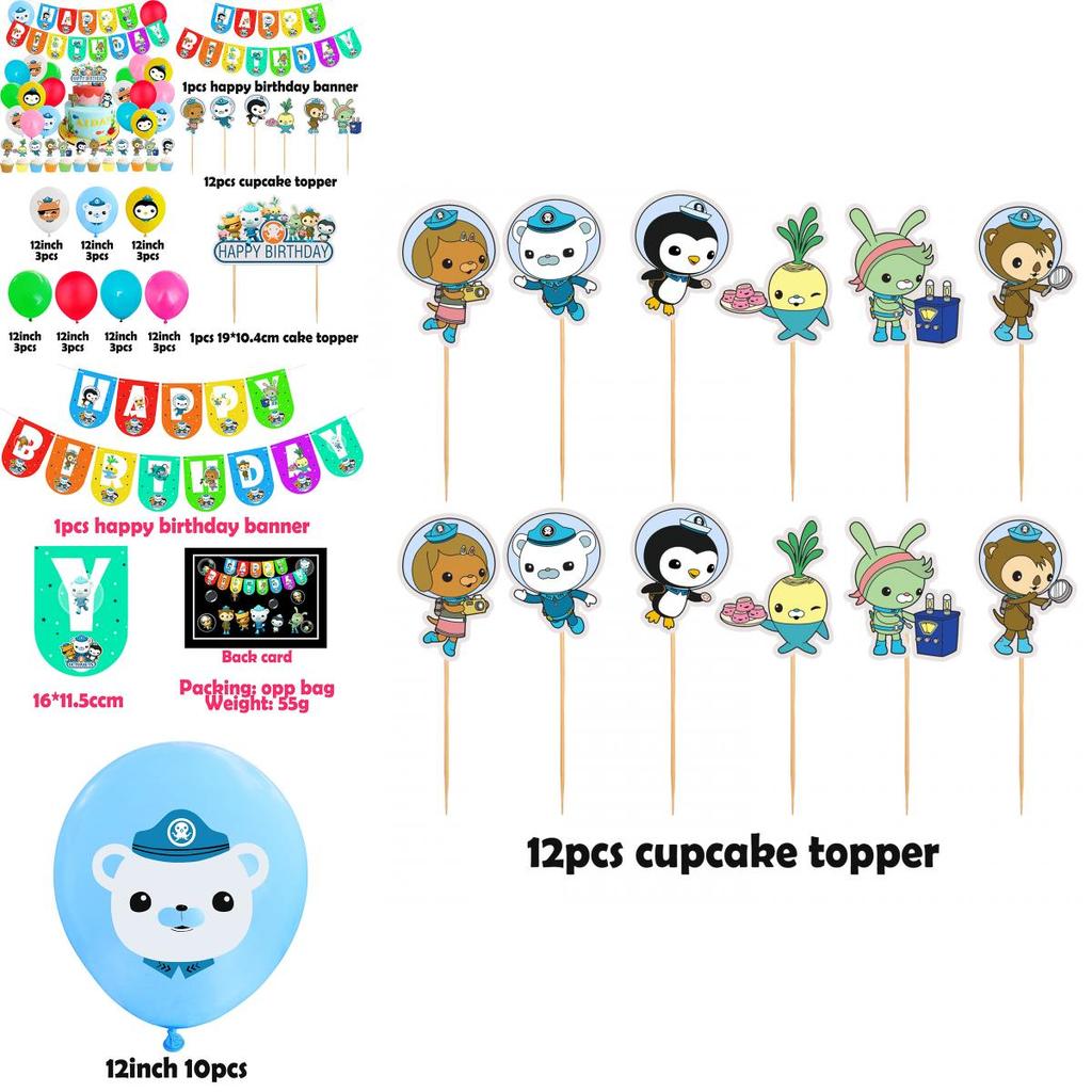 Octonauts Kids Birthday Party Supplies Decor Balloon Cup Plate Banner Tableware**