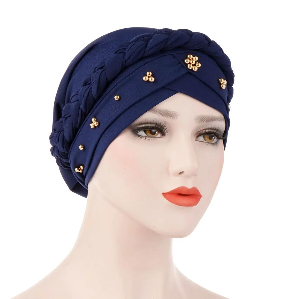 Velour Muslim Women Braid Hijab Turban Chemo Stretch Cap Hair Loss Hat Head Wrap Islamic Bonnet Headwear Beanie Cover
