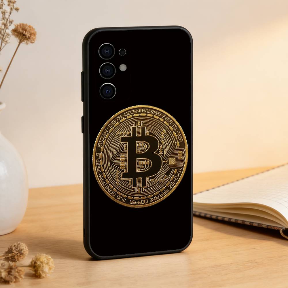 Funda de Teléfono B-Bitcoin Para Samsung S25,S24,S21,S22,S23,S30,Ultra,S20,Plus,Fe,Lite,Note,10,Funda Negra