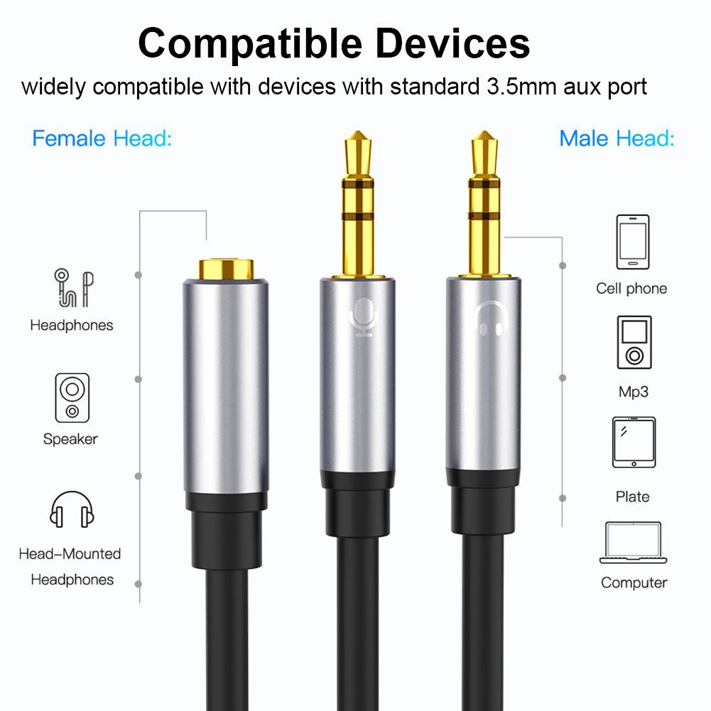 3.5 One Female to Two Male 2 In 1   Cable TV Amplifier Sound Car Connecting Wire