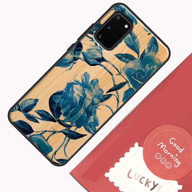 Tree Flower Bamboo Wood Phone Case For Samsung Galaxy S25 S24 S20 S21 S22 S23 Ultra S9 S10 Plus S23 FE Cover Shell