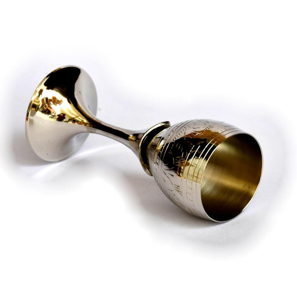 ESPLANADE Brass Engraved Wine Glass, Metal Goblet, Champagne Flutes, Royal Medieval Chalice Vintage Coupe,