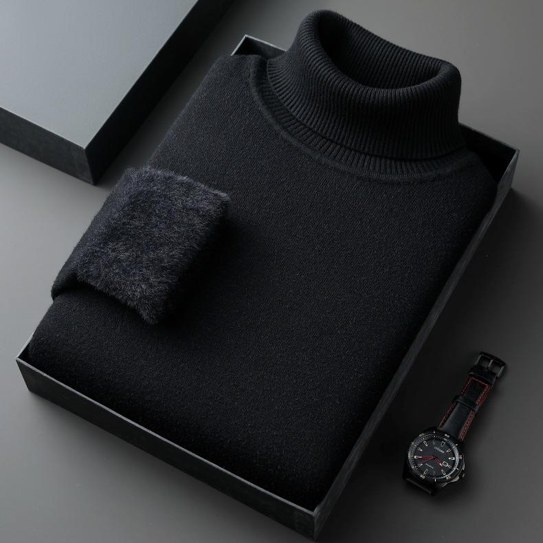 Autumn/Winter 2025 Men's High-Neck Wool Blend Plush-Lined Sweater