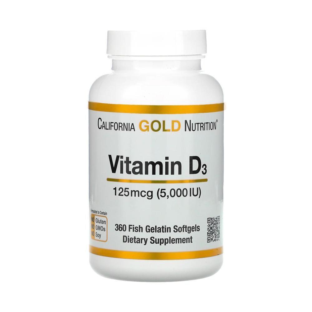 CGN California Gold Nutrition Vitamin D3 5000IU 360 Tablets Lanolin Cholecalciferol 1 pcs Basic