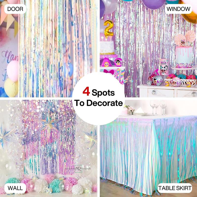 4/2/1Pack Gorgeous Backdrop Curtains Tinsel Fringe Foil Curtain Baby Shower Wedding Birthday Party Decoration Photo Booth Props