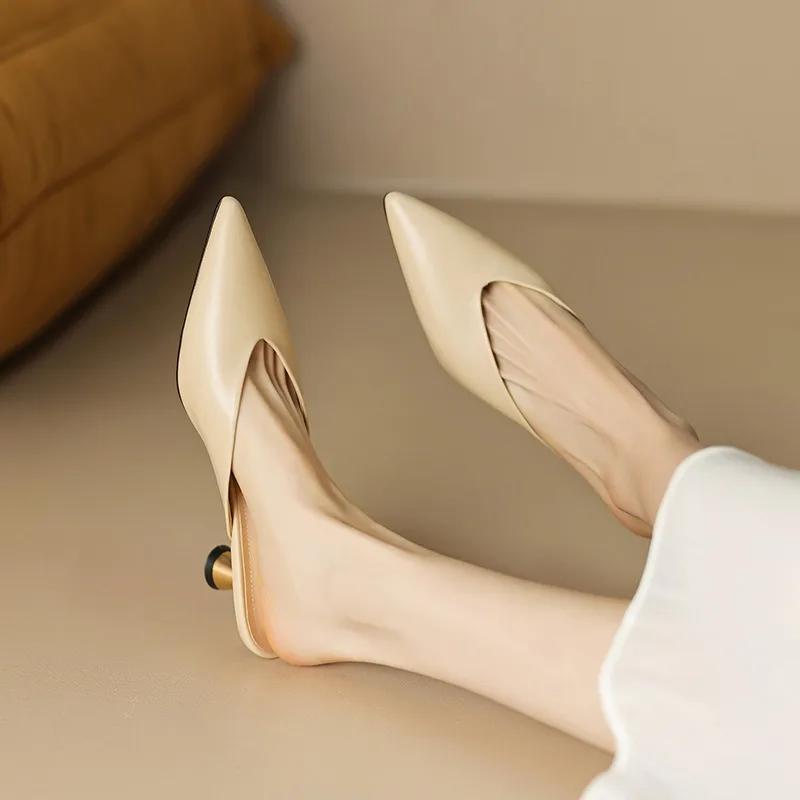 Fashion Ladies Shoes On Sale 2025 Closed Toe Women's Slippers Leopard Print Dress Sandals Women Pointed Toe Low Heel Slippers Zapatos