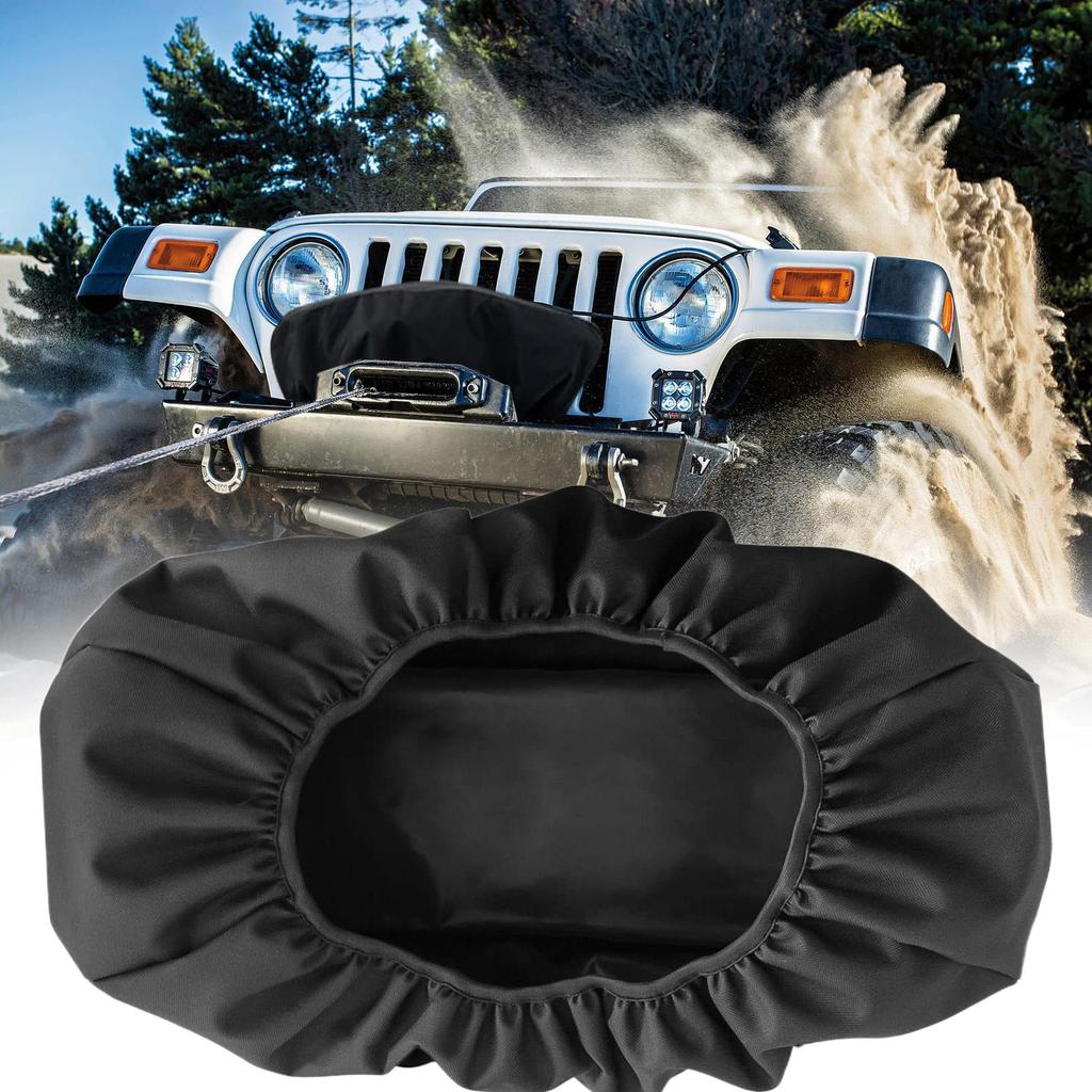 Winch Cover Protective Guard 600D Oxford Heavy Duty Towing Winch Covers For Towing Trailer 8500-17500 Lbs ATV Boat Indoor