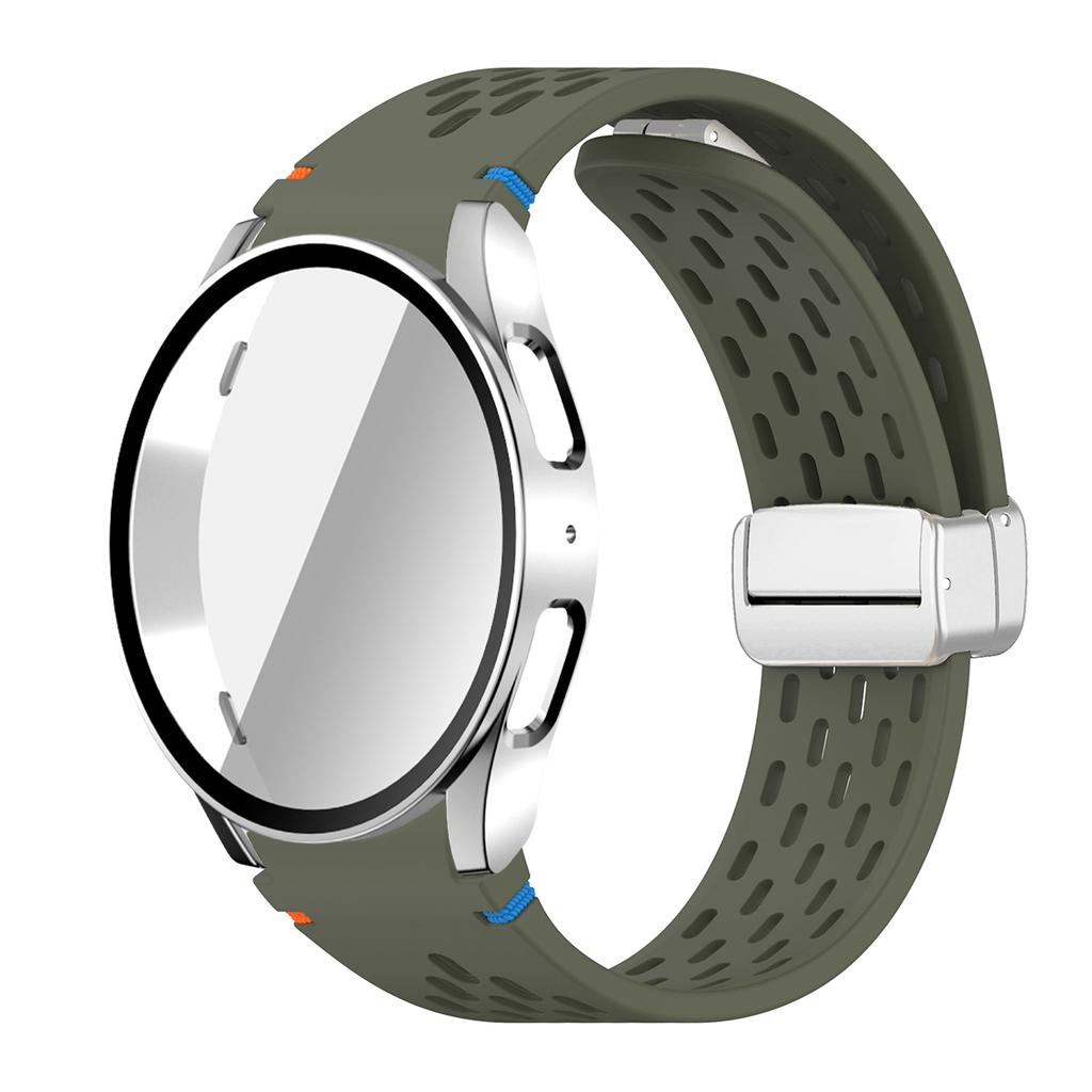 Case+Strap for Samsung Galaxy Watch 7 6 5 4 40/44mm Silicone Magnetic Band Tempered Glass Screen Film PC Protector Cover Bumper