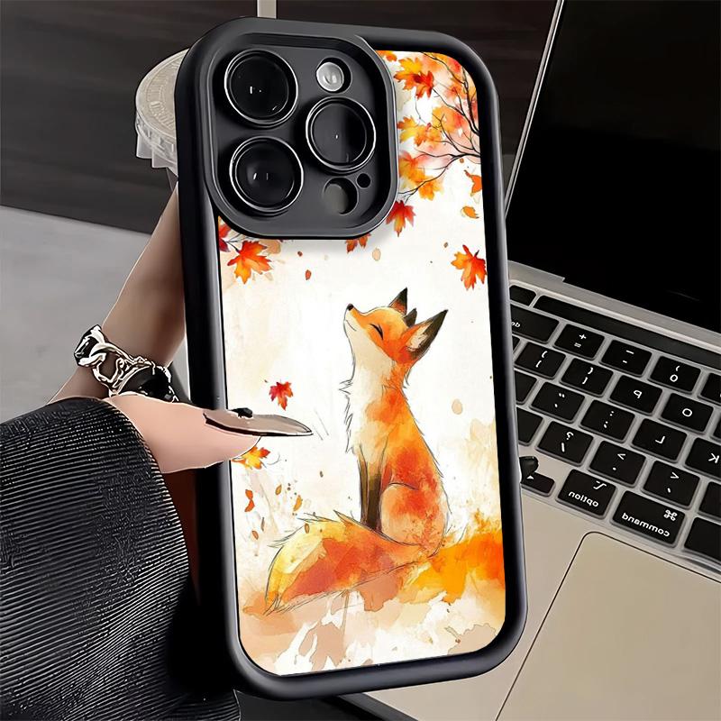 Phone Case for iPhone 17 Air 16E 15 16 Pro Max Cartoon Fox Animal Cover 14 Plus 13 12 Mini Soft Shell Silicone Fundas