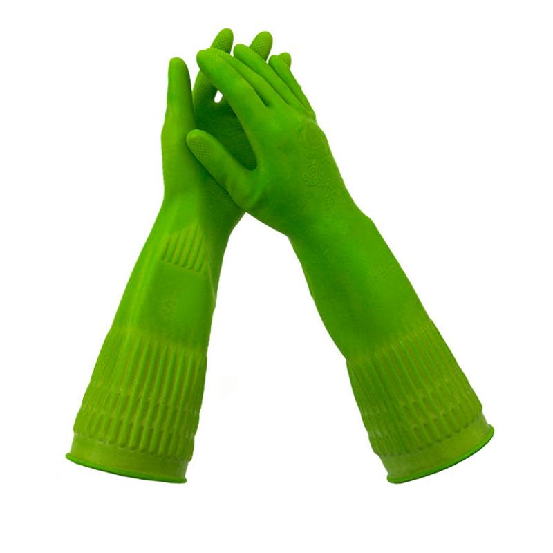 2PCS Household Dishwashing Cleaning Gloves Rubber Long Reusable Kitchen Housework Gloves Waterproof Dishes Cars Gardening Gloves