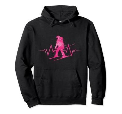Heartbeat Ski Gloves, Mountain Ski Instructor, Skier, Girls' Hoodie