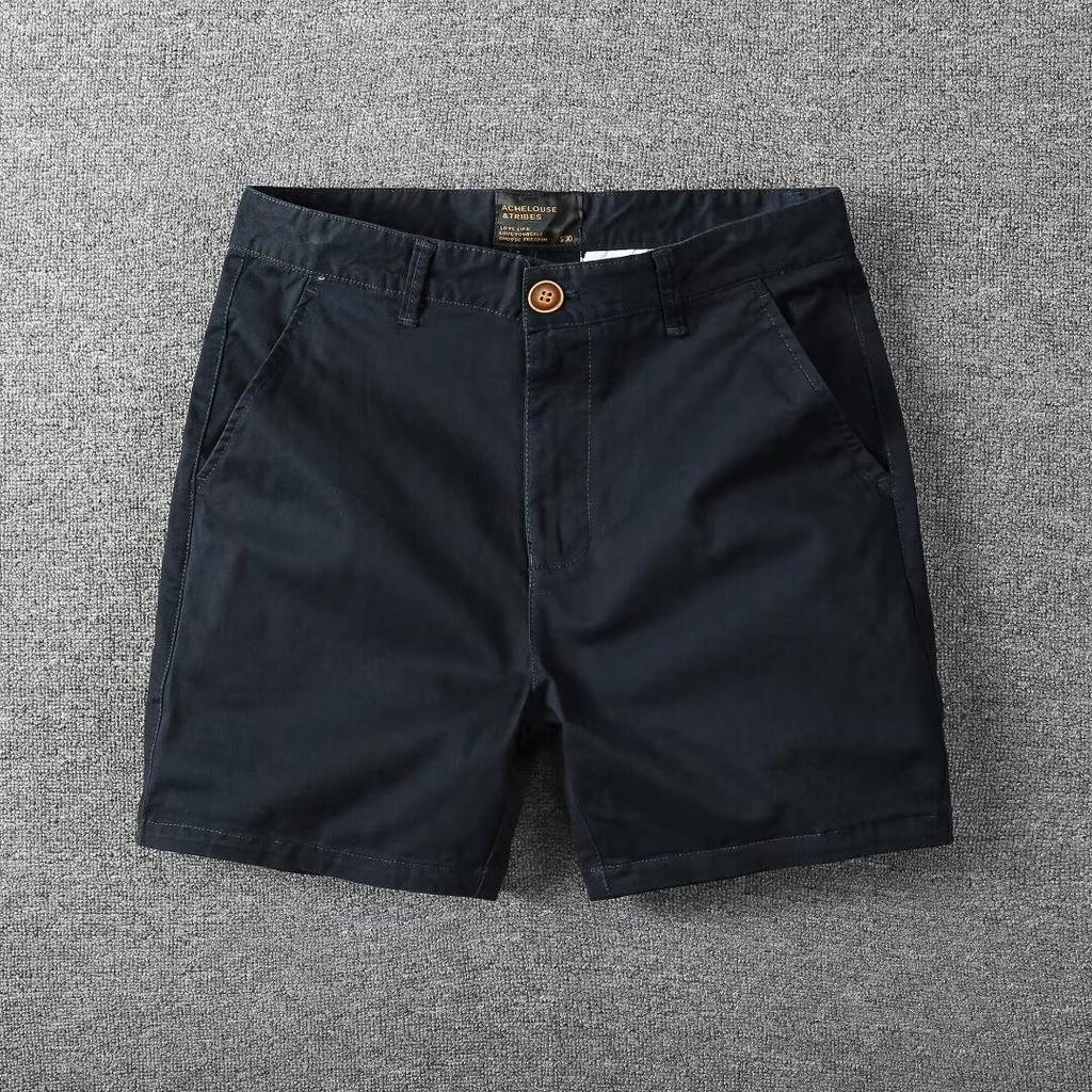 Summer Men's Slim Fit Straight Shorts Men Casual Workwear Beach Shorts Male Elastic Waist Multi Pockets Sportwear Men Cotton Pants