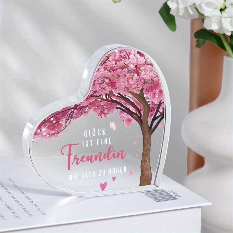 2D Flat Acrylic Heart-Shaped Souvenir Desk Decor Plaque, Suitable for wall decoration, porch, room, villa, accents Home, Hallway, or Workplace - Rusti