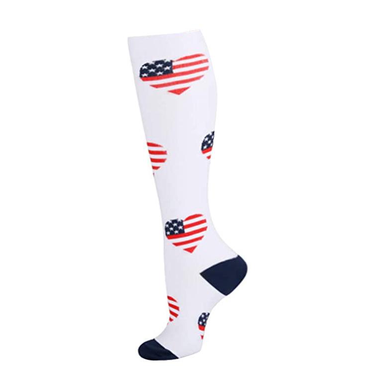 New Elastic Men and Women Straight Compression Sport Socks Flag Stars Pattern Striped Socks Running Outdoor Knee High Socks