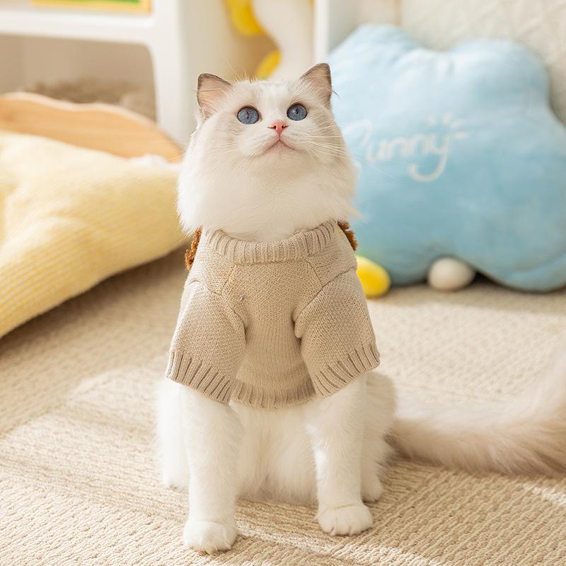 Cat Autumn and Winter Thickened Hairless Cat Warm Cute Little Lion Sweater Medium and Small Dog Dog Pet Cat Clothes