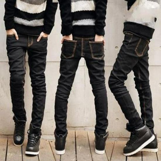 Men's Elastic Slim Fit Jeans - Black, Trendy Long Pants for Spring/Autumn 2022