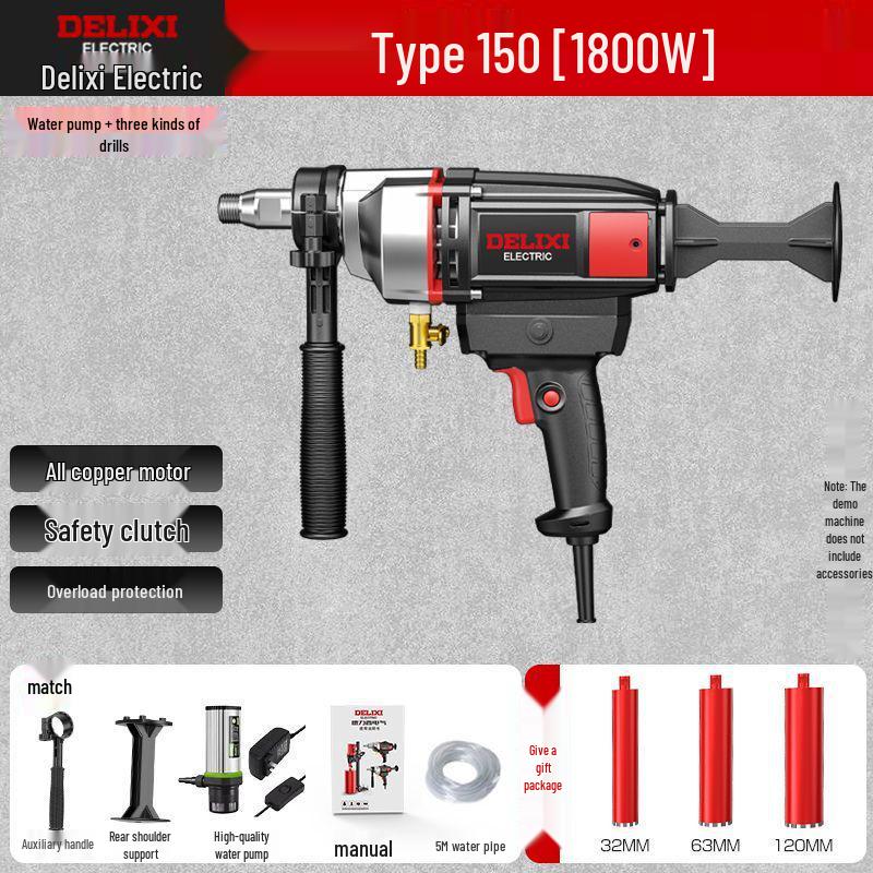 DELIXI Handheld High-Power Core Drill for Air Conditioner and Range Hood Wall Openings, Lightweight Modified Drill.