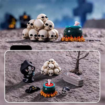 Creative Halloween Horror Skeleton Coffin Micro Landscape Ornaments Party Props Car Desk Decorations Diy Resin Accessories Gifts