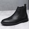 Brock Engraved Men's Boots Leather Casual Chelsea Boots Men's Trend Martin Boots Retro British Velvet Cotton Boots