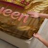 Queen Crown Wings Fitted Sheet Set Gold Pink Royal Crown And Wings Print With Queen Text Bedroom Decor