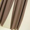 Damen Eleganter V-Ausschnitt Eisseide Kurzarmanzug Lässige Gerade Hose Zweiteiliges Outfit Lange Hose mit Kordelzug Kurzarmhemd
