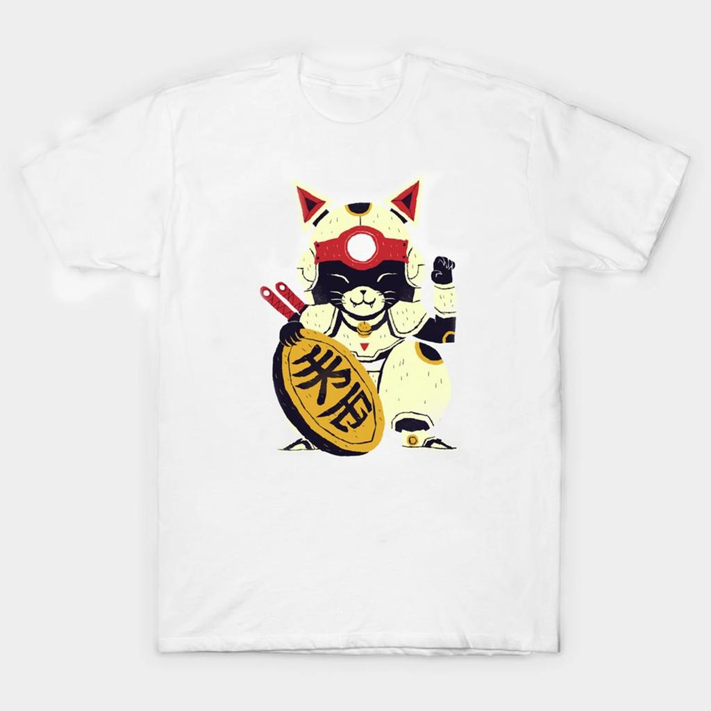 Japan Harajuku Cartoon Cat Warrior T Shirt Short Sleeve 100 Cotton Casual Tshirts Loose Top Size S3XL