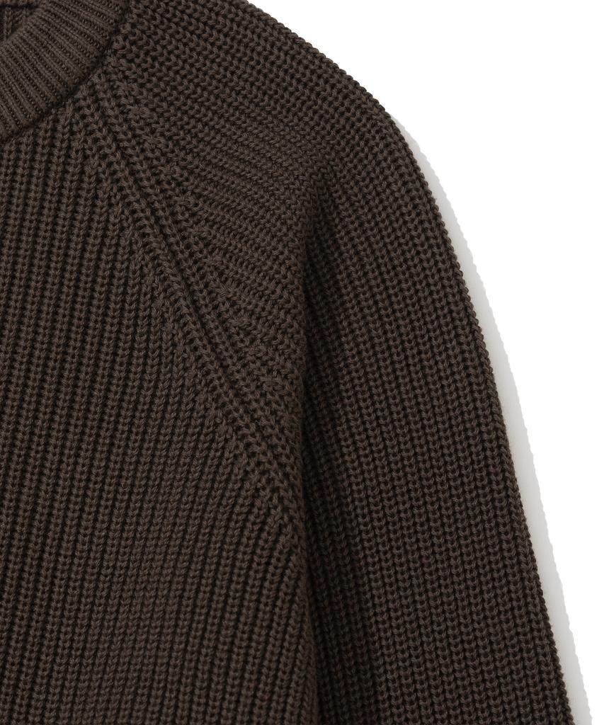 Knitted [Knitted X Fashion Planet] Cotton Waffle Round Cardigan Brown