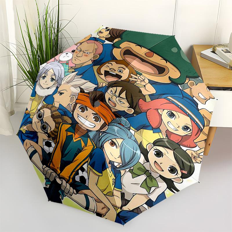 

1pc Captain Tsubasa Automatic Folding Outdoor Umbrella - Portable 3-Fold Design with 8-Rib Iron Frame, Perfect for Fans, Travelers, Daily Use, an