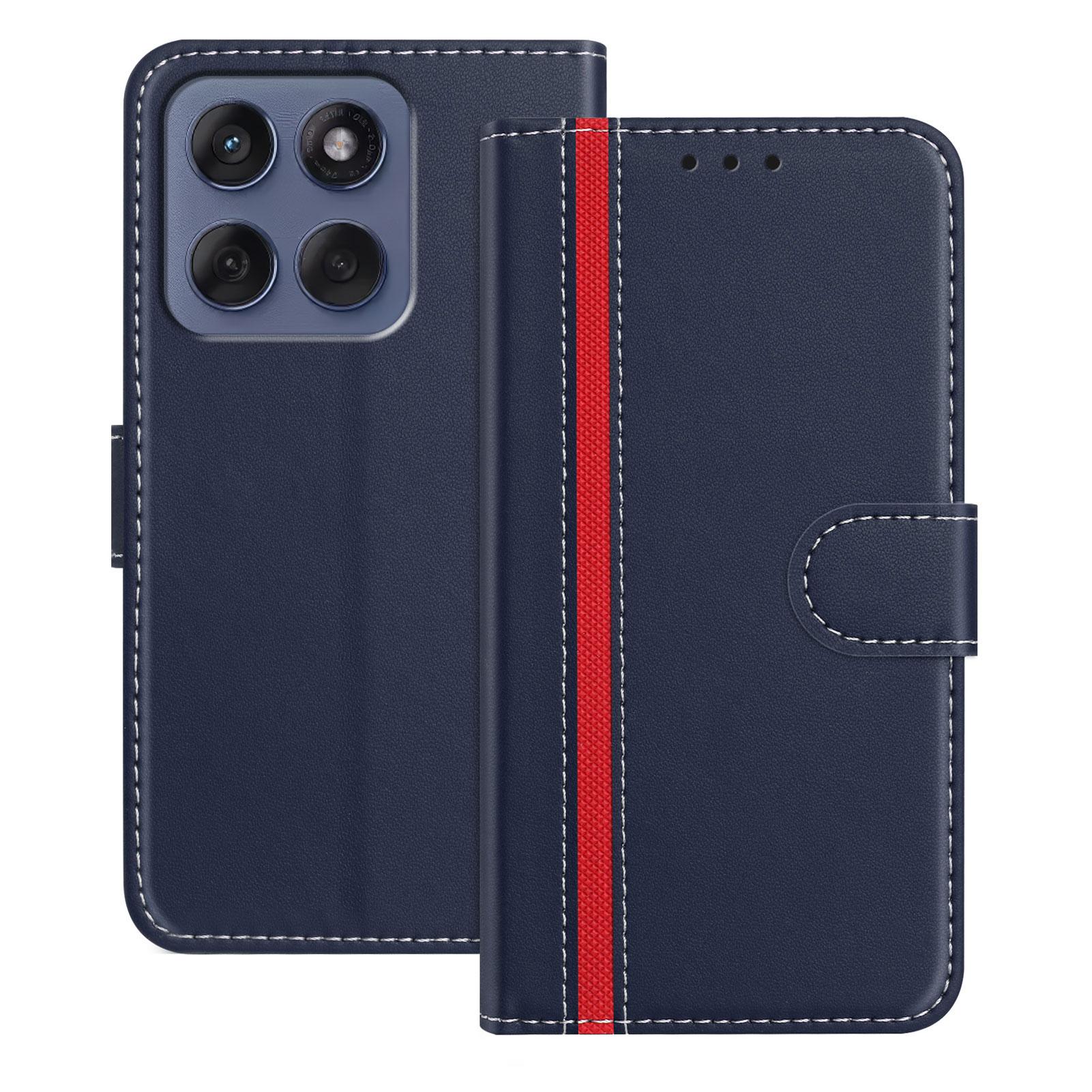 

For Motorola Moto G56 5G Phone Cases Wallet Stand Color Splicing Leather Cover with Magnetic Clasp Blue