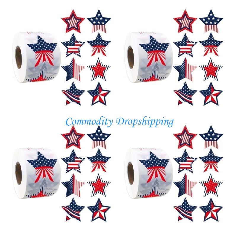 Y5JC 2000Pcs Gift Wrap Stickers Label Self-adhesive Gift Wrap Label Independence Day Patriotic Stickers for Chrismtas Holiday China Mainland
