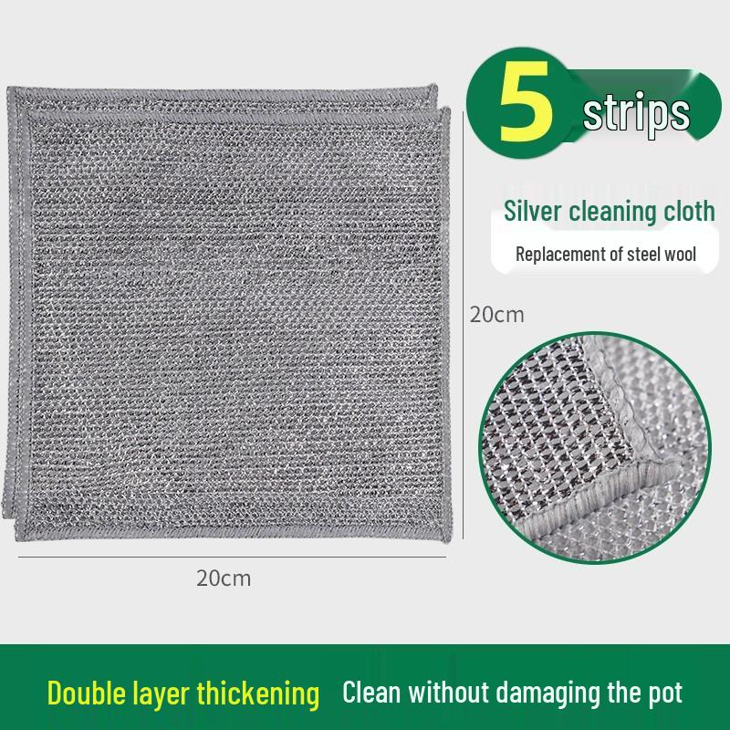 Esfregão de Lã de Aço de Dupla Face: Pano de Prato e Escova de Panela Antiaderente, Fácil de Limpar, Durável