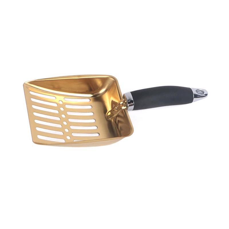 

Уборка кошачьего песка Для собаки кошки Чистый кал Совок для кошачьего наполнителя Инструмент для уборки питомца Товары для питомцев Металлический совок с длинной ручкой золотой