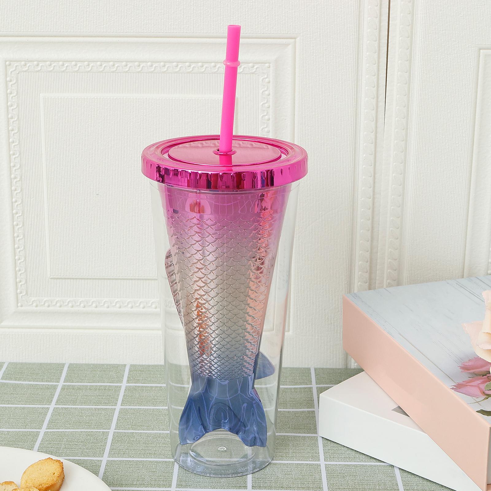 

АБС Тамблер Хвост Русалки Двойной Хвост Русалки Чашка-соломинка 350 мл Градиентная Чашка-соломинка Герметичная Блестящая Кружка для воды для вечеринки для детей 301-400ml