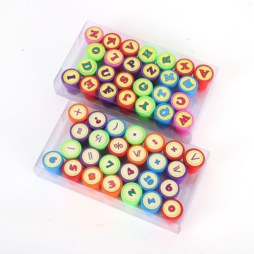 Number 26pcs Alphabets Letters Round Stamp Cartoon Children Arithmetic Seal Cute   Gifts