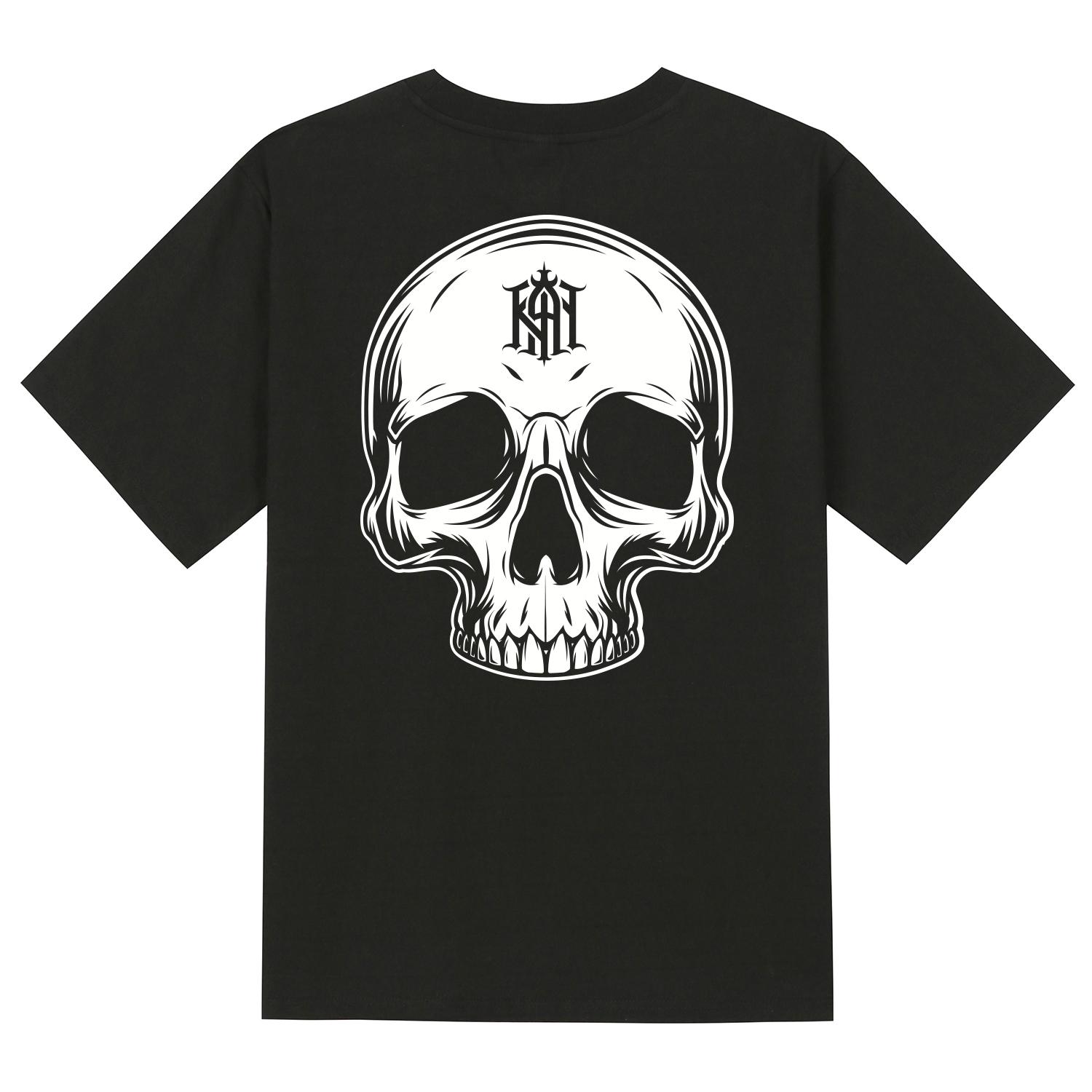 Khan 6312 Ktb0180 Custom Skull Short Sleeve T-Shirt - Black Black/M