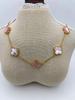 Four-Leaf Clover Titanium Steel Necklace with Natural Mother-of-Pearl
