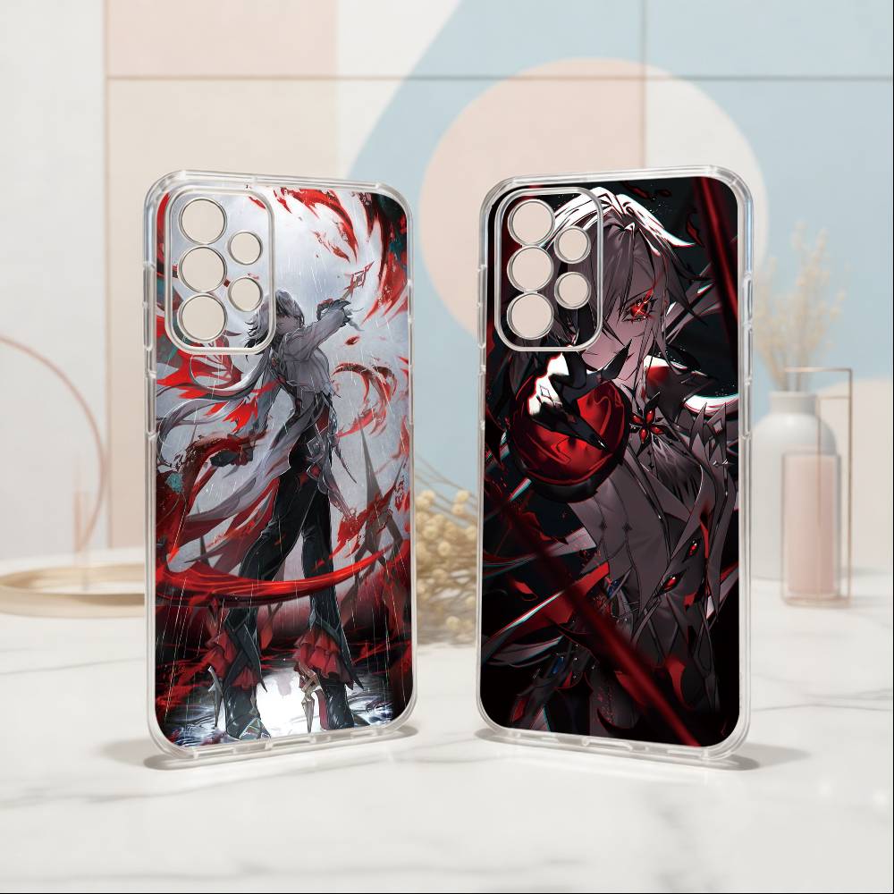 Genshin Impact Arlecchino Phone Case Transparent Silicone Soft For Samsung S25,S24,S21,S22,S23,S30,Ultra,S20,Plus,Fe