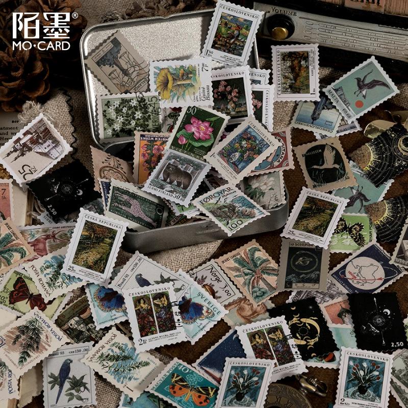 46 pcs Vintage stamp style Stickers pack Decorative Hand Account Diary Album handmade Diy Scrapbooking accessories