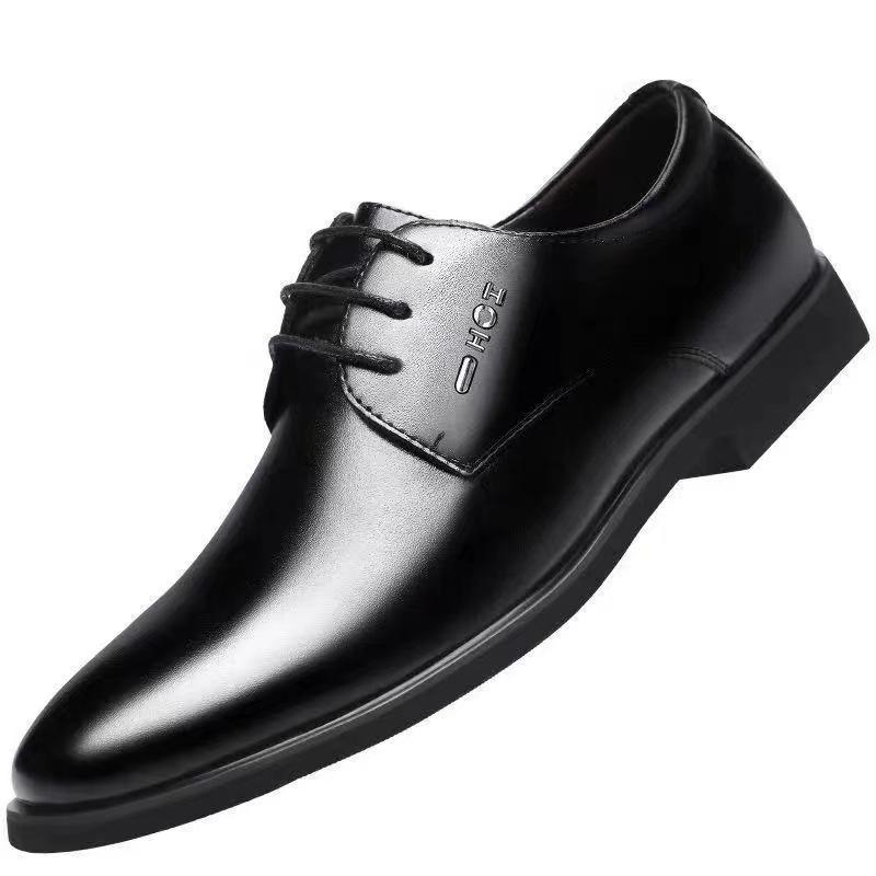 New Business Dress Leather Shoes Casual Wedding Groom British Height Increase Summer Breathable Youth Pointed