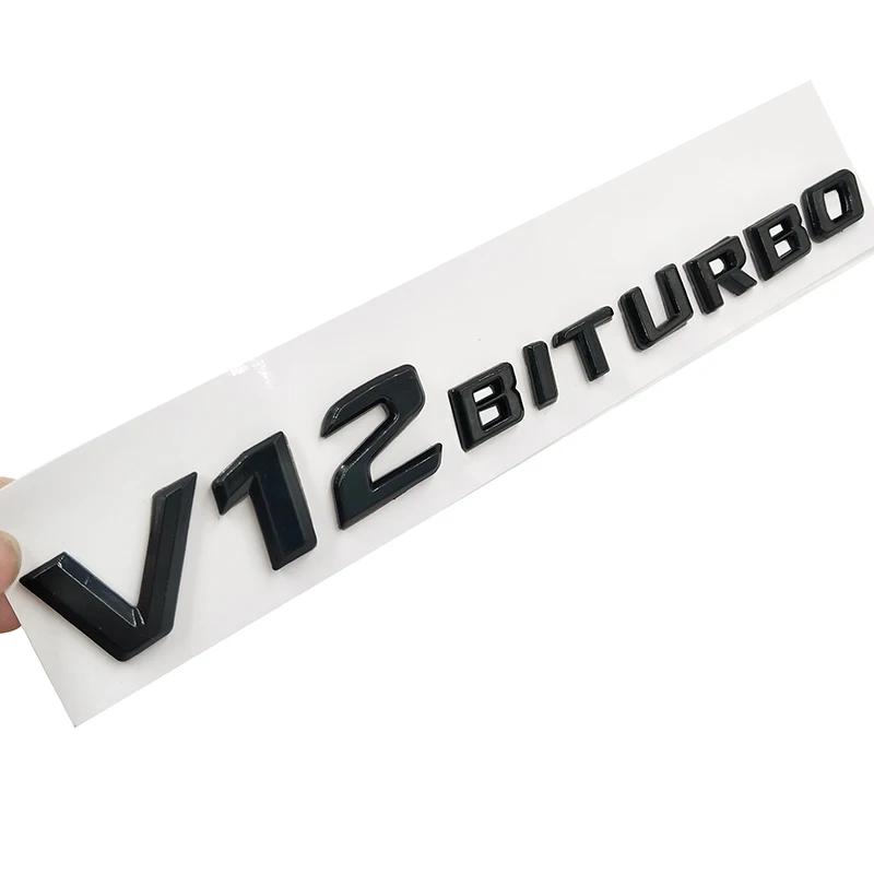 3D ABS Car Sticker V12 V8 BITURBO Logo Emblem Badge Rear Side Car-styling Sticker for Benz AMG BMW VW Mazda Chevrolet Skoda
