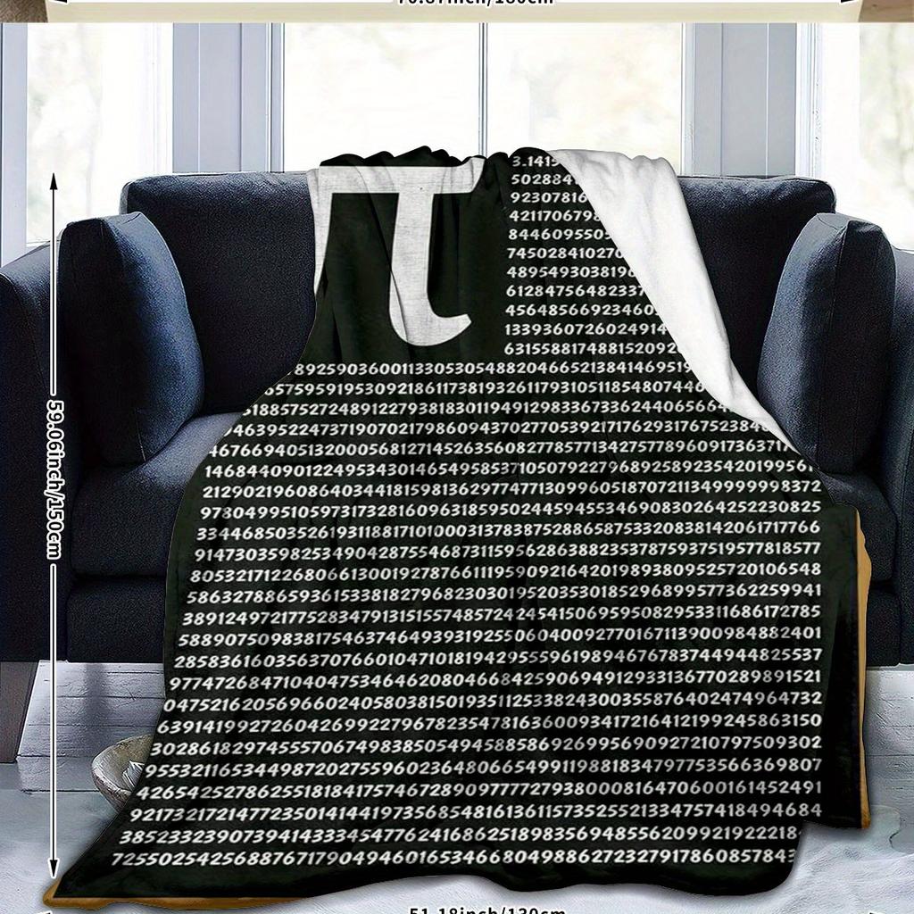 Pi Number Math-Themed Flannel Blanket - Cozy Pi Day Gift for Students Teachers Mathematicians