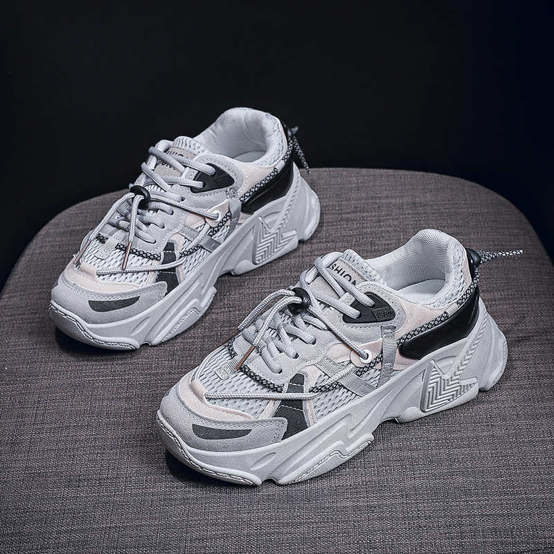 Fashion Round Foot Big Sole Shoes Women Stylish Loafers Female Tennis Rainbow Sneakers Sport High-level High-level Top Comfort