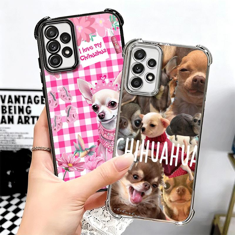 Chihuahua Puppy Teacup Dog Plating Phone Case For Samsung A17 A07 A37 A57 A16 A56 A15 A55 A14 A54 A13 A53 A26 A36 A25 A35 A24 A3