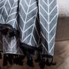 Grey Geometric Tassel American Style Small Window Kitchen Valance Cotton Hemp Semi-shading Bay Window Living Room Bedroom Drapes