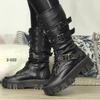 Damskor Ny Mode Stövlar med Korsband Sidozipp Moderna Stövlar Dam Högkvalitativt Spänne Mid-Calf Stövlar