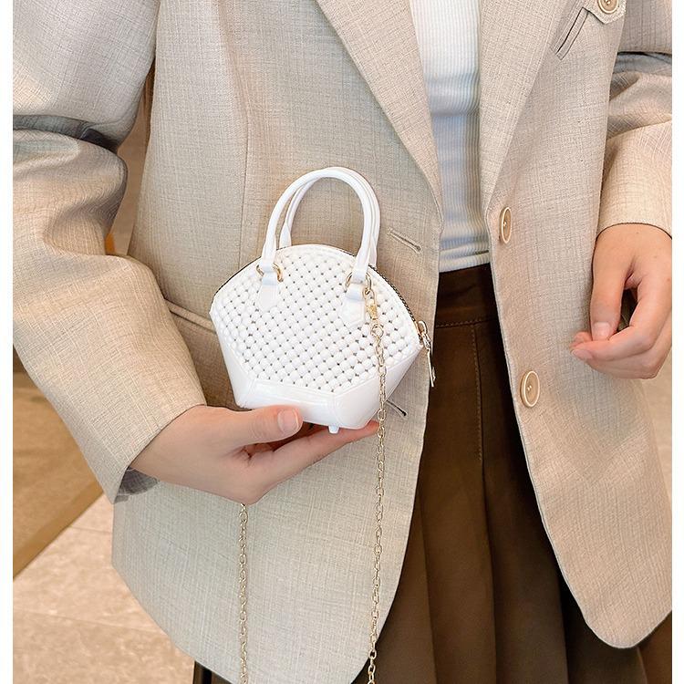 Sommer Mode Damen Crossbody Jelly Tasche mit Kette und Perlmutt Muschel Design