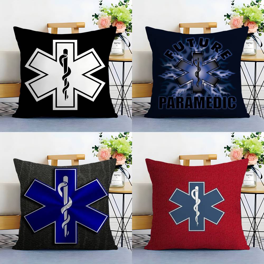 E-EMT EMS Ambulance Pillow Case Sofa Short Plush Double-sided HD Printing Room Home Office Gift Cushion Cover
